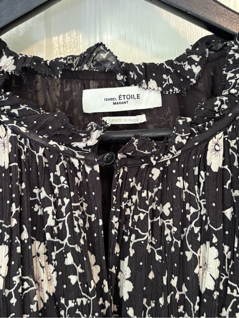 Isabel Marant Black Floral Ruffle-Trim Blouse - Picture 4 of 5